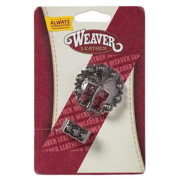 Weaver Leather Berry Concho Buckle &amp; Loop Set 3/4" - Antique Nickel