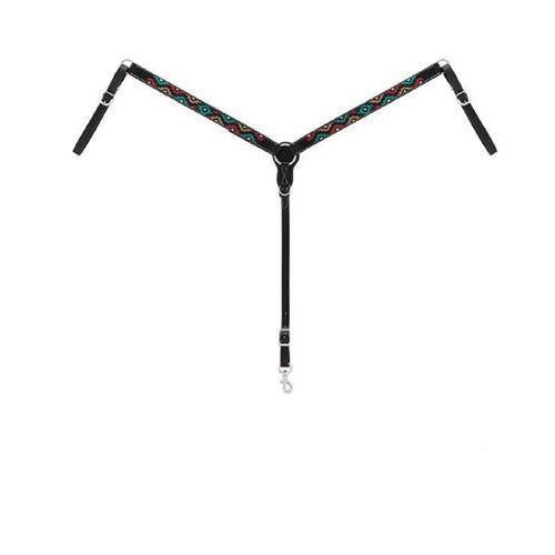 Weaver Leather Turquoise Cross Multicolor Embroidery Straight Breast Collar 1-1/4"