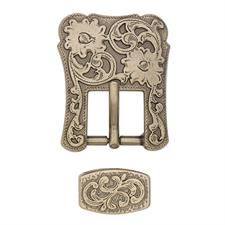 Weaver Leather Floral Hell Buckle ATQ Nickel 5/8"