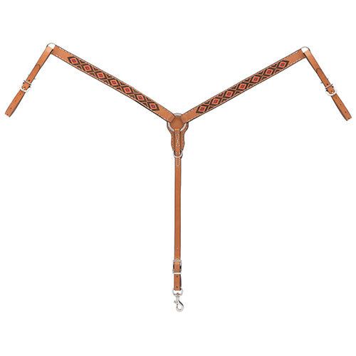 Weaver Turquoise Cross Navajo Diamond Embroidery Straight Breast Collar, 1-1/4"
