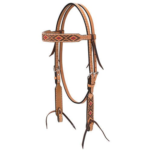 Weaver Leather Turquoise Cross 5/8" Browband Headstall Navajo Diamond Embroidery