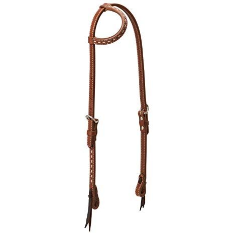 Weaver Leather Turquoise Cross Rawhide Buckstitch Sliding Ear Headstall, 5/8"
