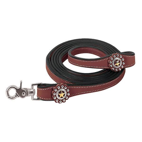 Weaver Texas Star Split Reins 5/8" x 8' - Chestnut