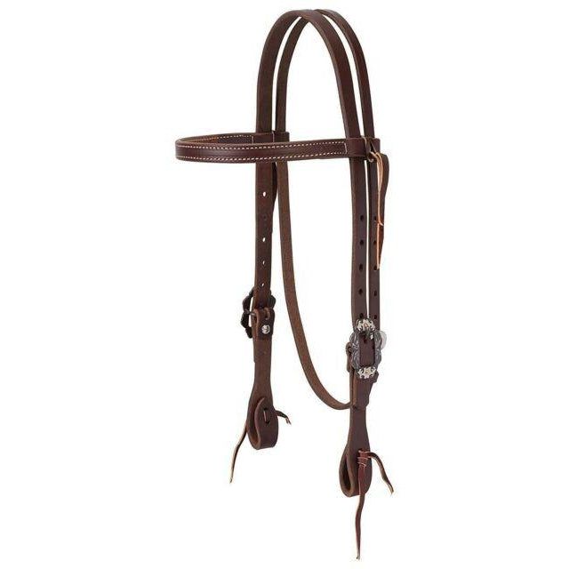 Weaver Working Tack Straight Browband Headstall with Buffed Brown Iron Hardware, Average