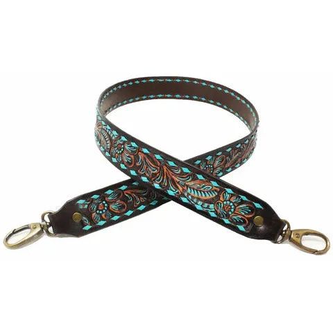 Western Antique Floral Tooled Leather Replacement Shoulder Strap