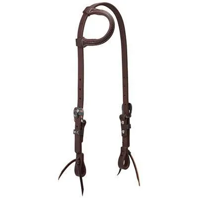 Weaver Leather Working Tack Chevron Designer Hardware Sliding Ear Headstall - Canyon Rose