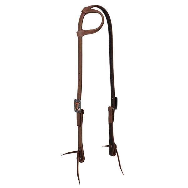 Weaver SmartyxSynergy Latigo Lined Oil Harness Leather Sliding Ear Headstall - Smarty Buffed Black Copper