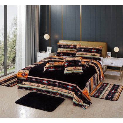 Western Varieties 8-Pc King Mink Blanket Set - Black