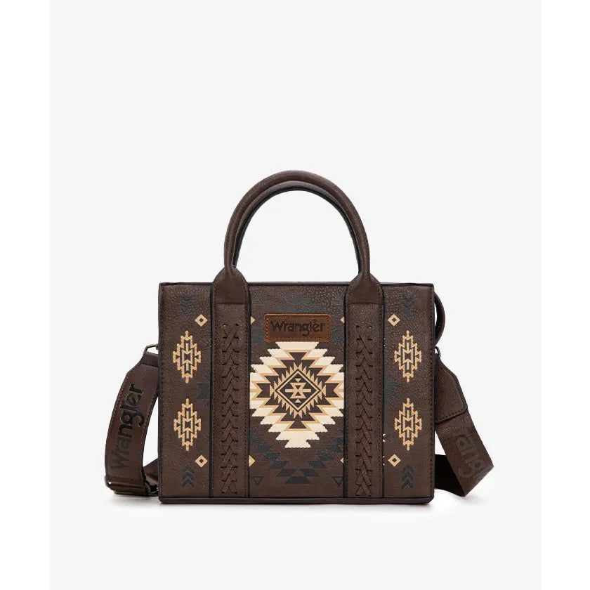 Wrangler Aztec Pattern Print Tote Bag- Brown