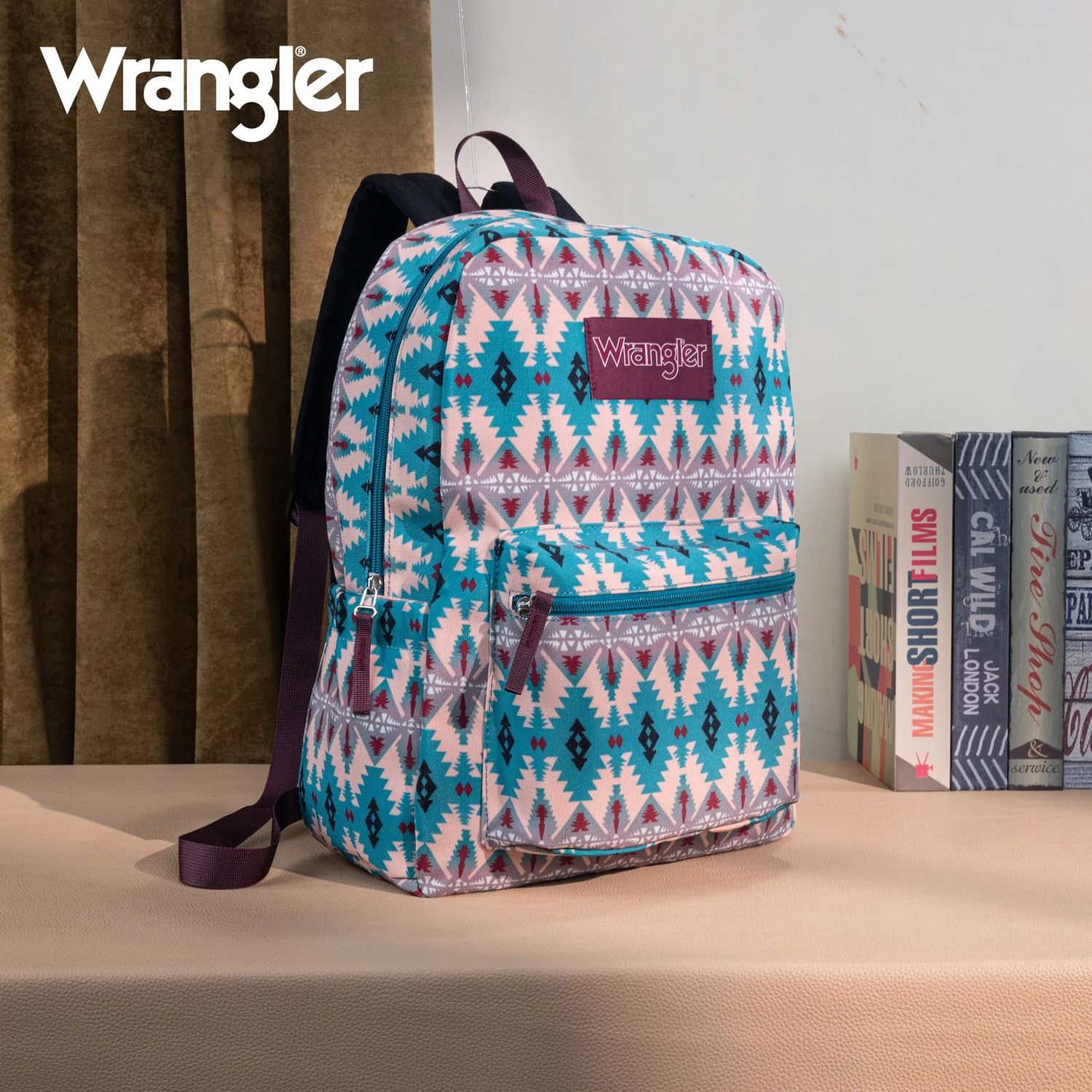 Wrangler Aztec Print Backpack- Turquoise