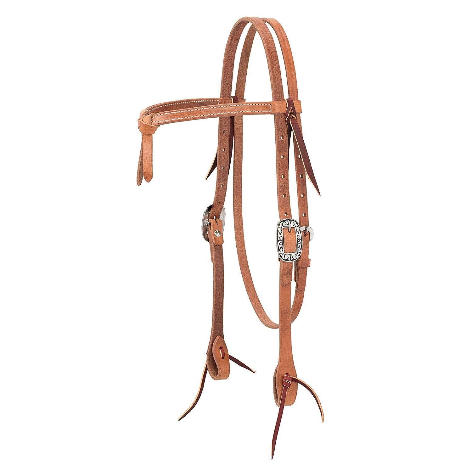 Weaver Pro Tack Premium Leather Futurity Knot Browband Headstall, 5/8"