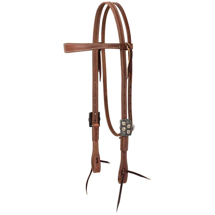 Weaver Protack Slim Browband Headstall w/Designer Hardware - Silver Flower