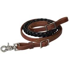 Weaver Smarty Synergy Heavy Latigo Leather 3 Plait Rope Rein Burgundy/.Black 5/8 x 7 SS