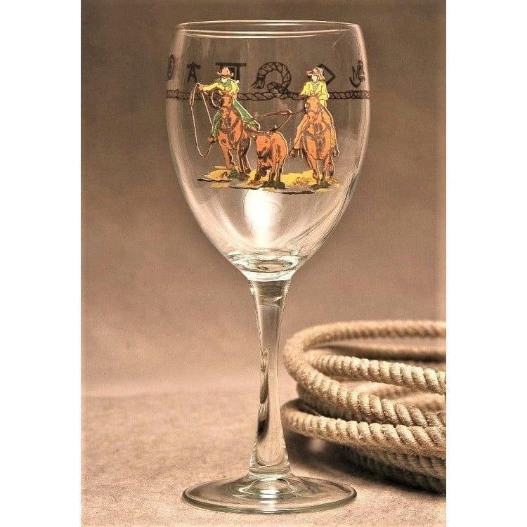 West Creation 12 oz Team Ropers Wine Glass- Set of 4