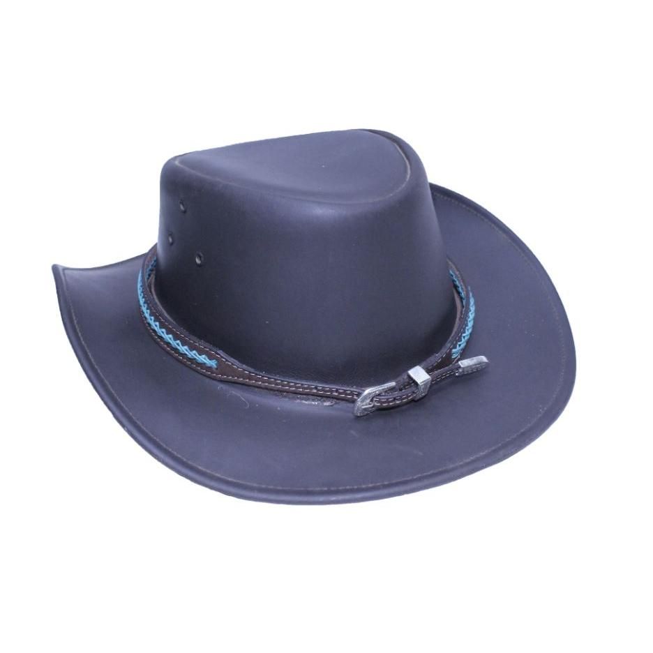 Western Leather Adjustable Buckle Hat Band-2