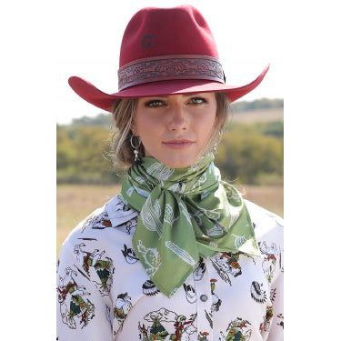 Women's Cactus Print Wild Rag- Green