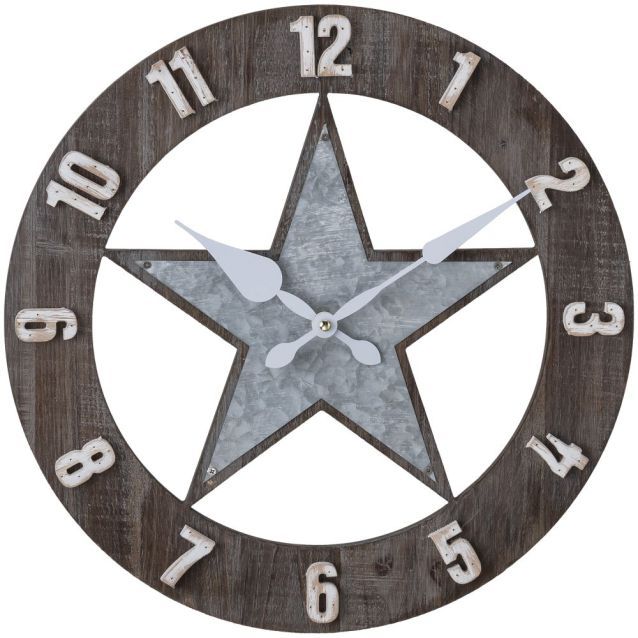 Wood/Metal Star Wall Clock