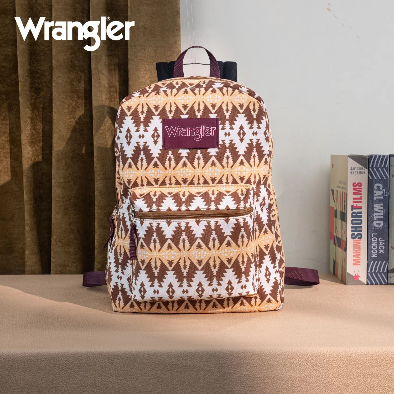 Wrangler Aztec Print Backpack- Brown