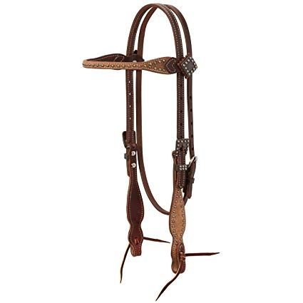 Weaver Rough Out Oiled Canyon Rose Browband Headstall