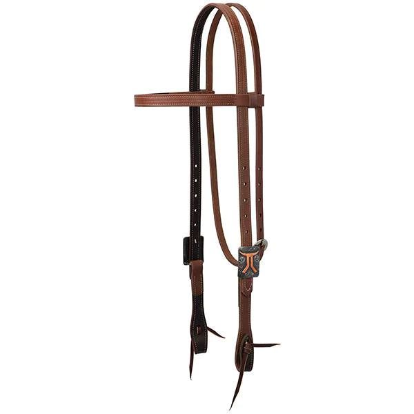 Weaver SmartyxSynergy Latigo Lined Oil Harness Leather Browband Headstall - Smarty Buffed Black Copper
