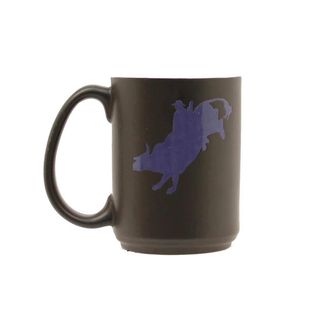Western Moments Coffee Mug - Black with Blue Bull Rider