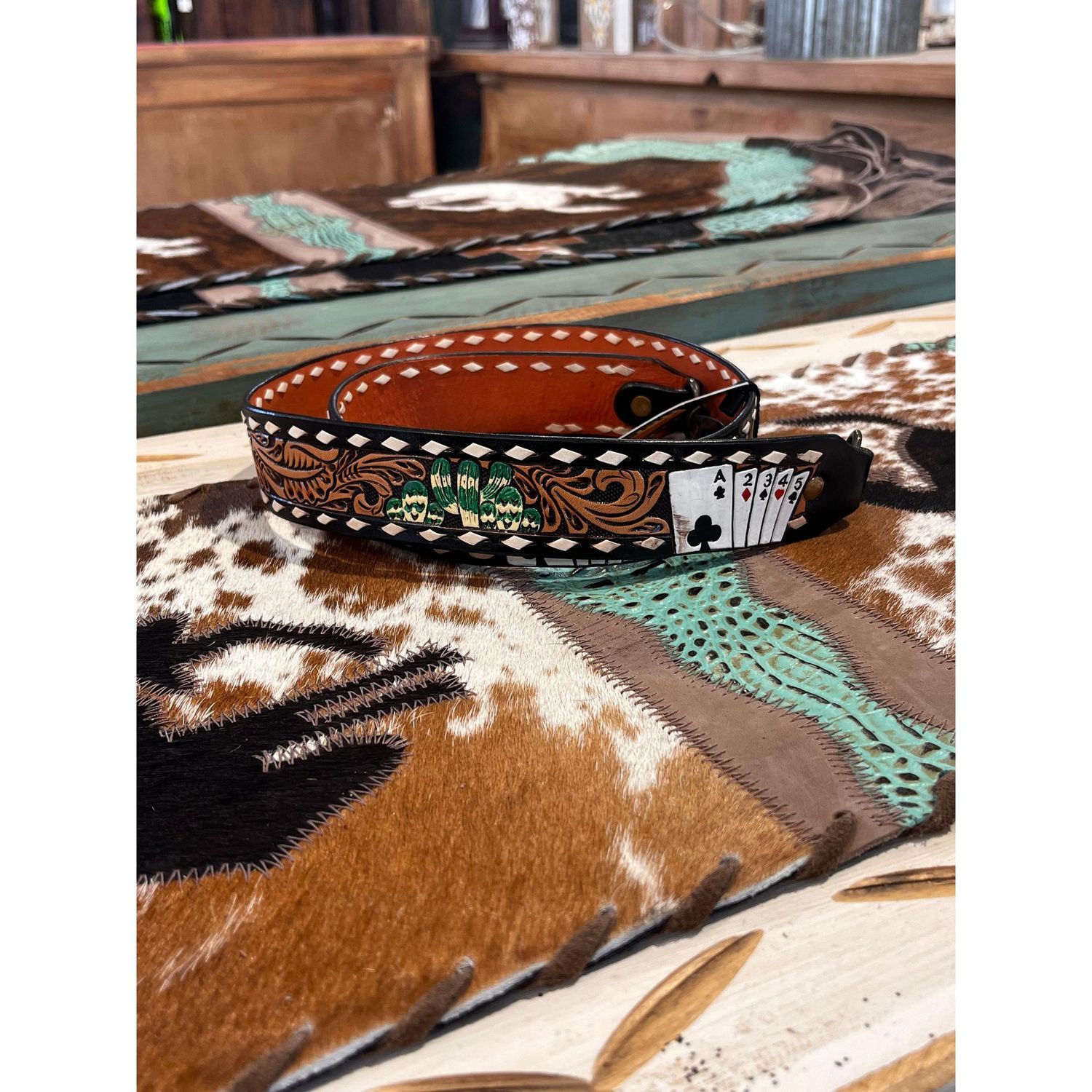 Western Tooled Leather Replacement Shoulder Strap-1