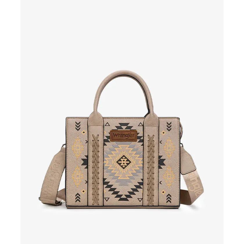 Wrangler Aztec Pattern Print Tote Bag- Tan-1
