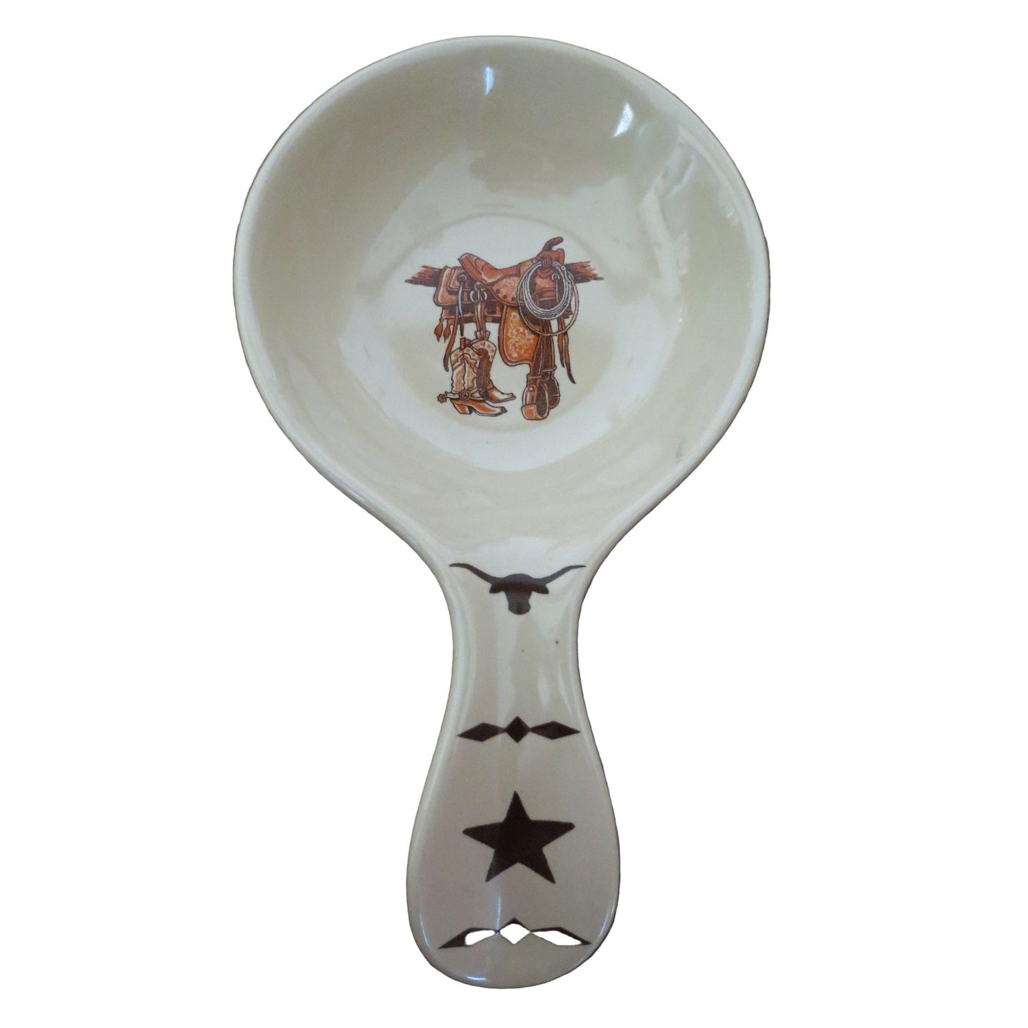 West Creation Ceramic Boots &amp; Saddle Spoon Rest