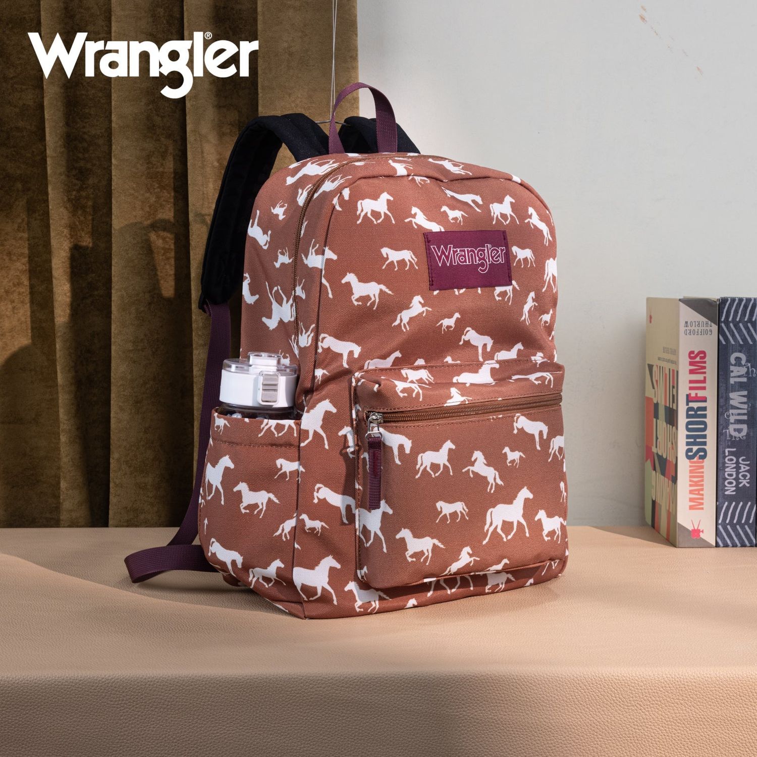 Wrangler Horse Print Backpack- Brown