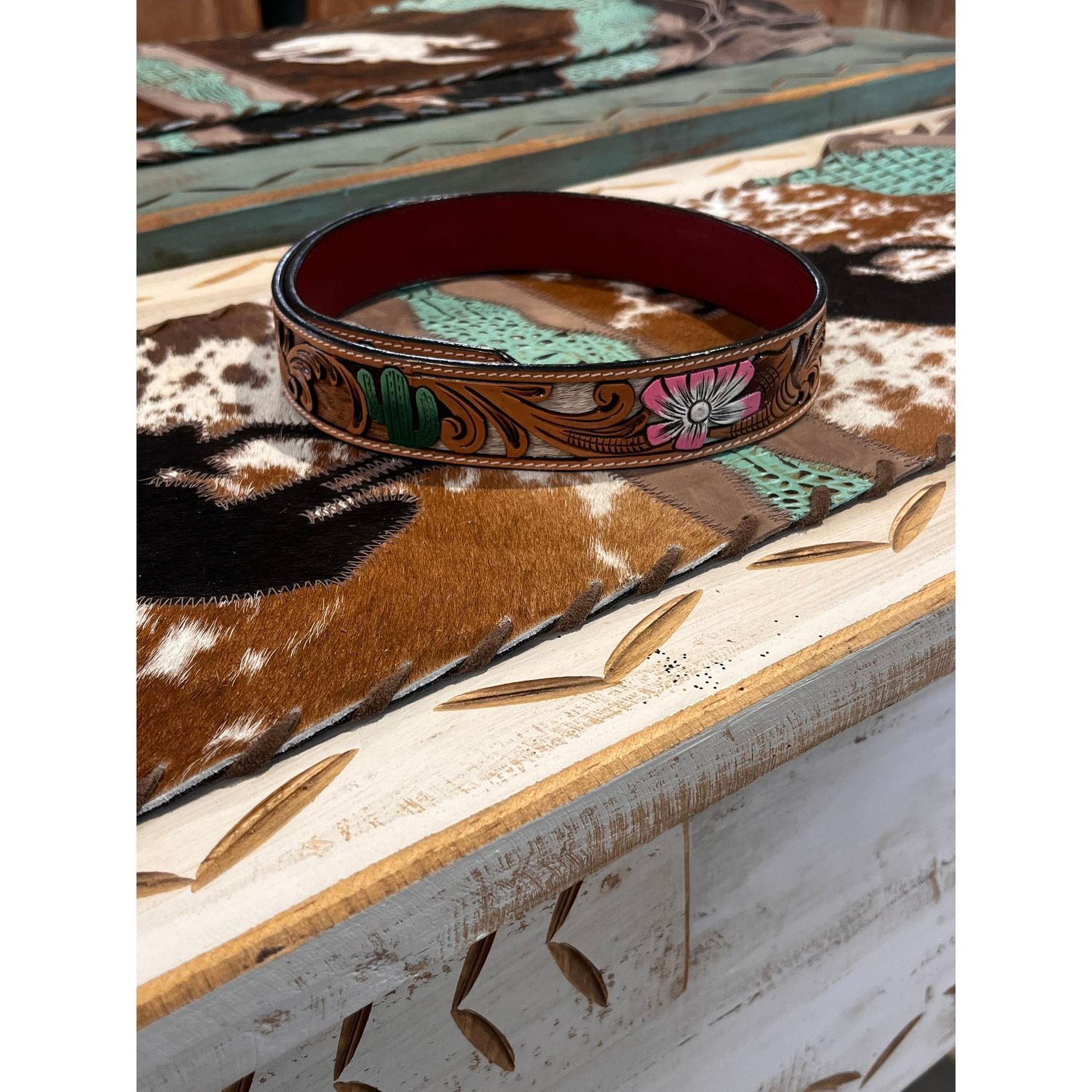 Western Tooled Leather Replacement Shoulder Strap-2