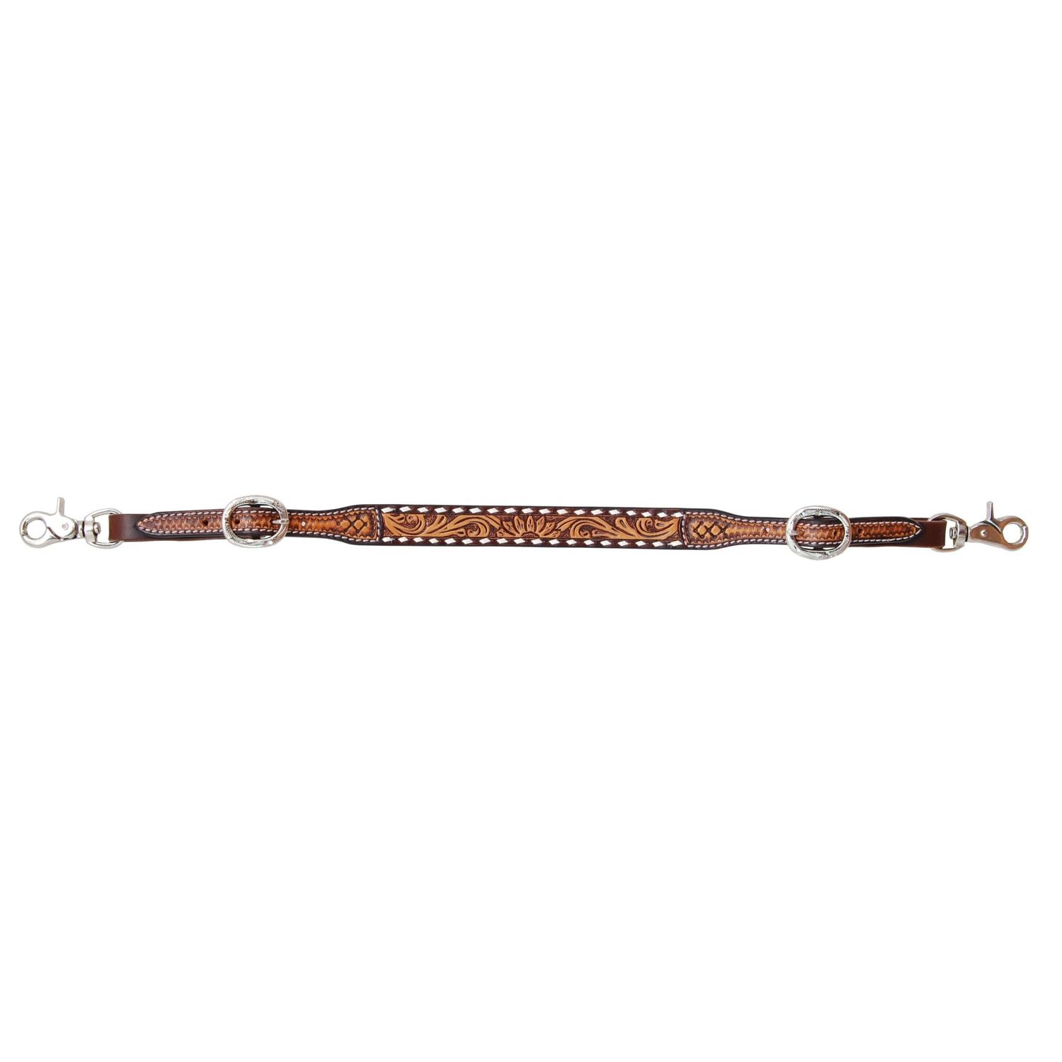 Wither Strap w/Hand Tooled Sunflower w/White Buck Stitch