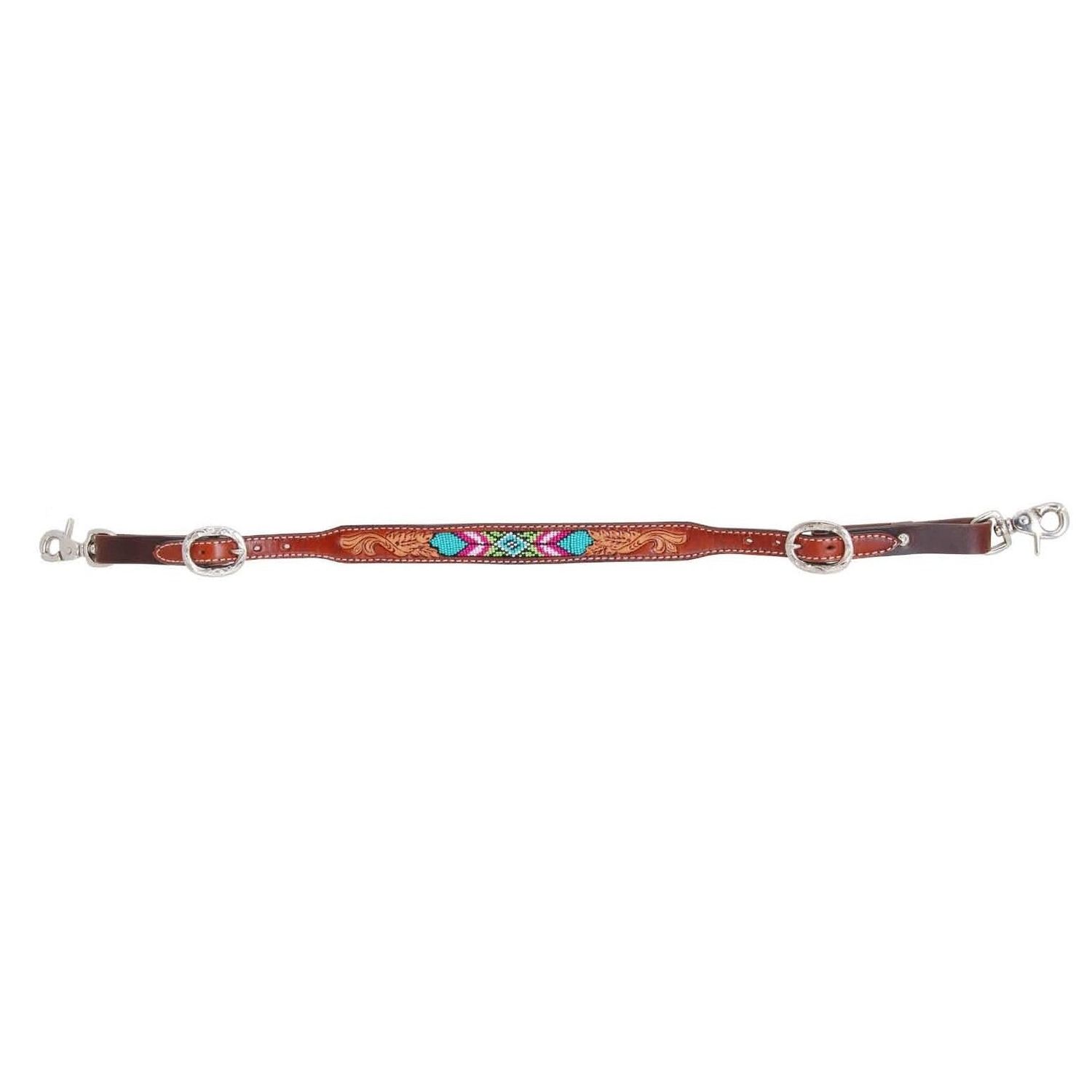 Wither Strap Beaded Inlay w/Floral Tooling