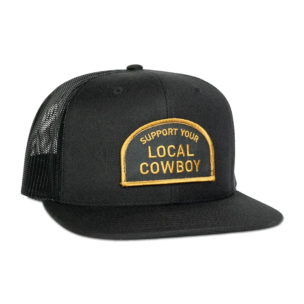 Cowboy Cool Support Your Local Cowboy Hat - Assorted Colours, Color: Black Flat Bill