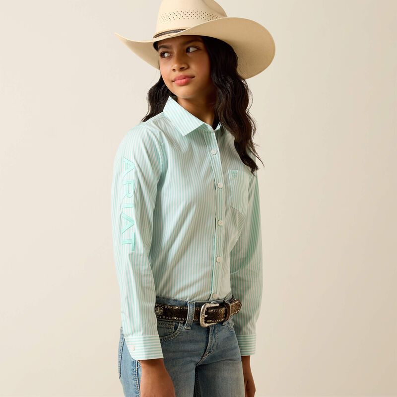 Ariat Girl's Team Kirby Long Sleeve Shirt - Holiday Stripe
