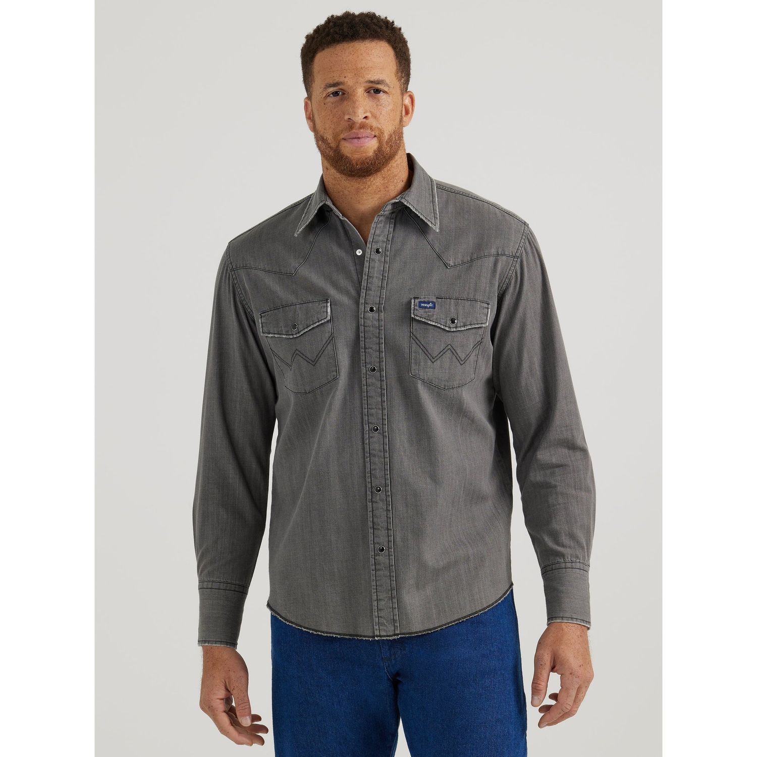 Wrangler Men's Long Sleeve Denim Shirt - Grey