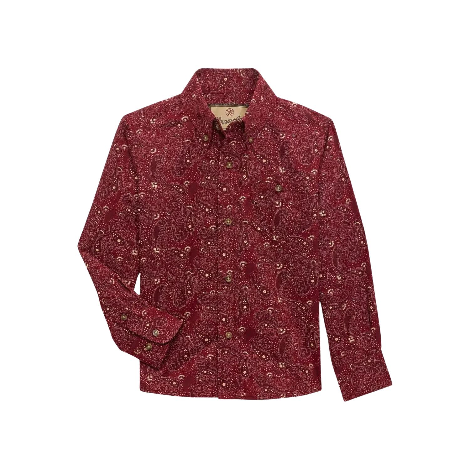 Wrangler Boy's Classic Long Sleeve Shirt - Maroon, Size: XXS