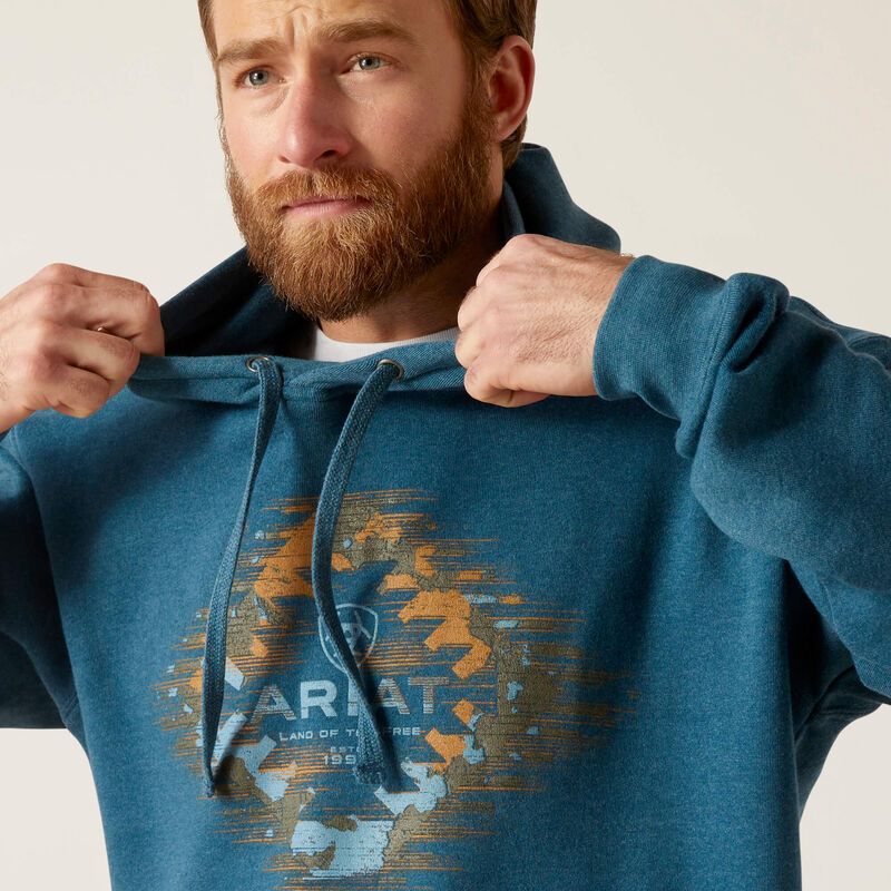Ariat Men's Logo Southwest Hoodie - Hydra Heather