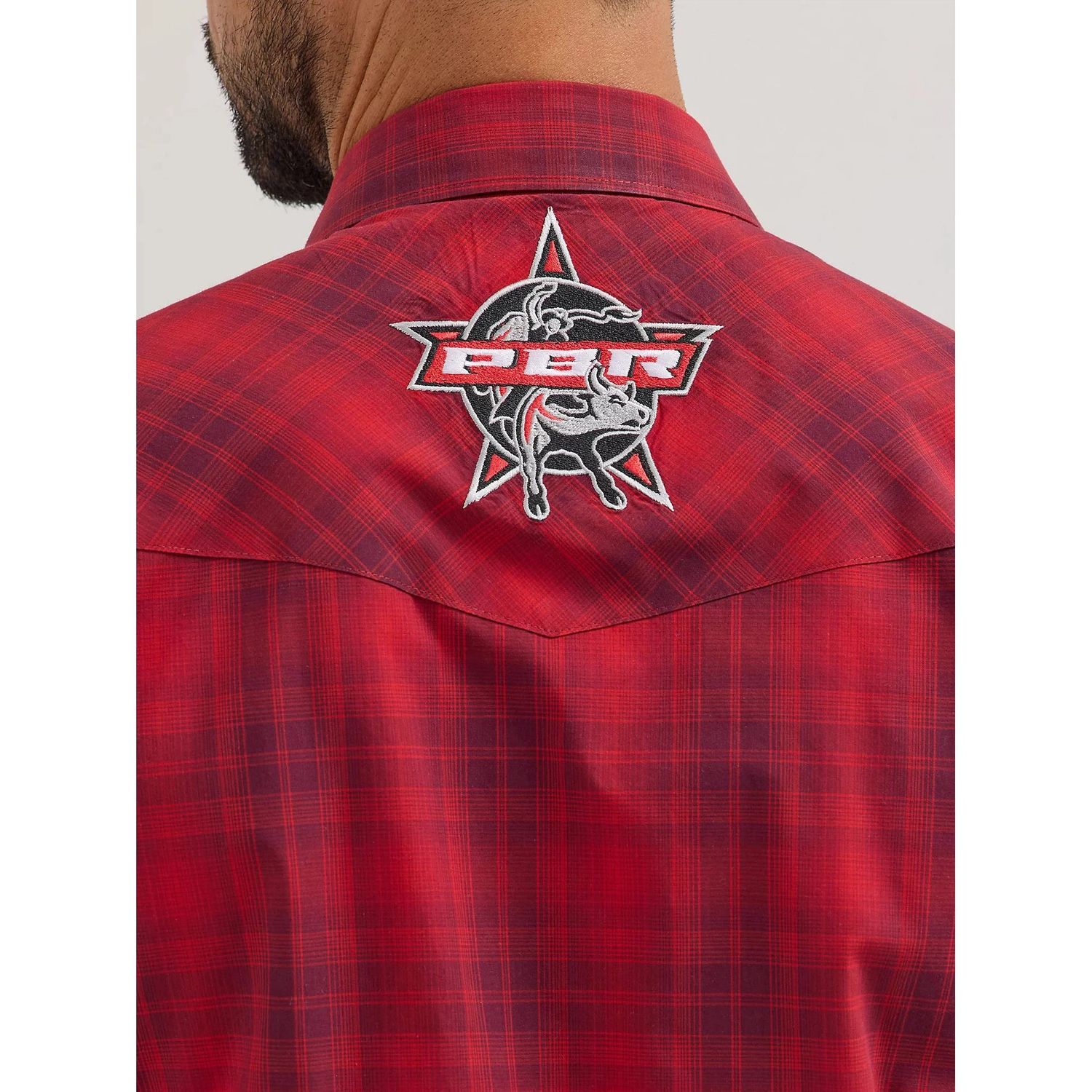 Wrangler Men's PBR Logo Western Shirt - Cherry Red