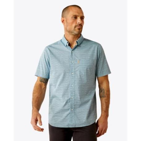 Ariat Men's Short Sleeve Monte Modern Fit Shirt- Aqua