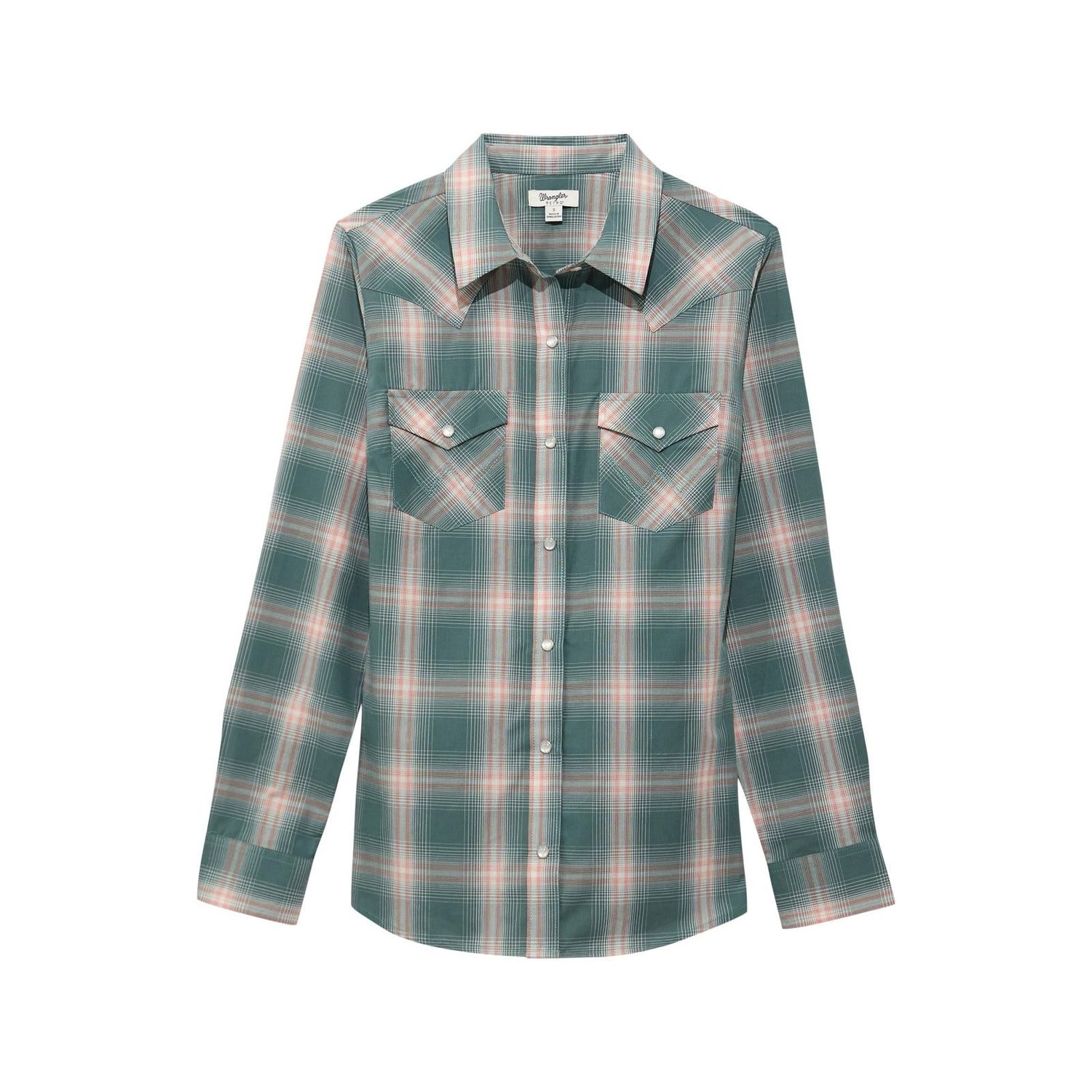 Wrangler Women's Long Sleeve Retro Essential Snap Shirt- Green