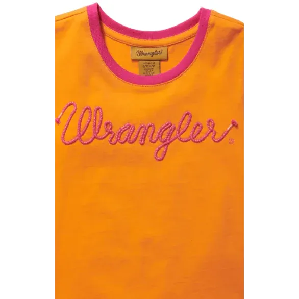 Wrangler Girl's Sleeveless Logo Shirt - Tangerine/Hot Pink, Size: XS