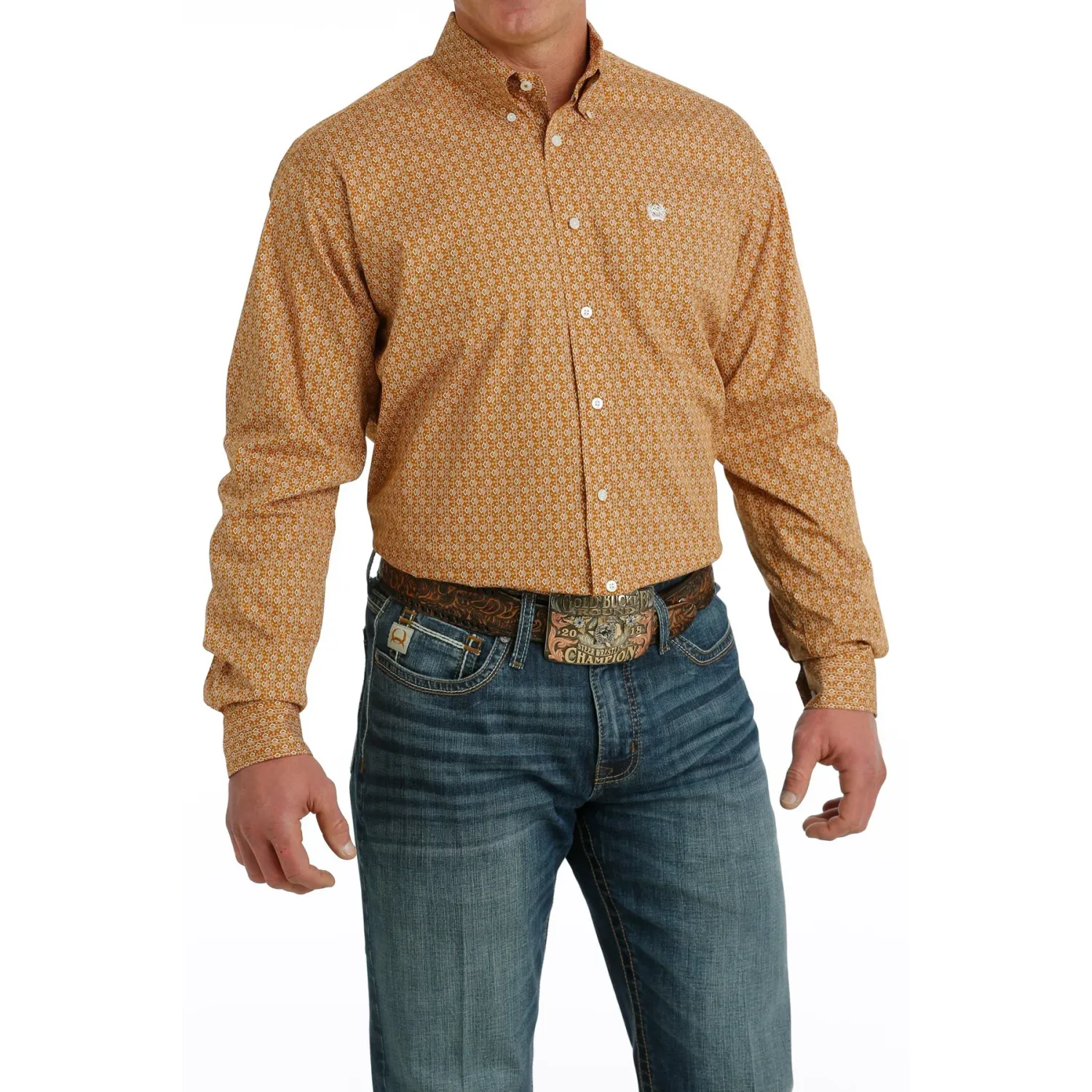 Cinch Men's LS Print Shirt - Brown - MTW1105715