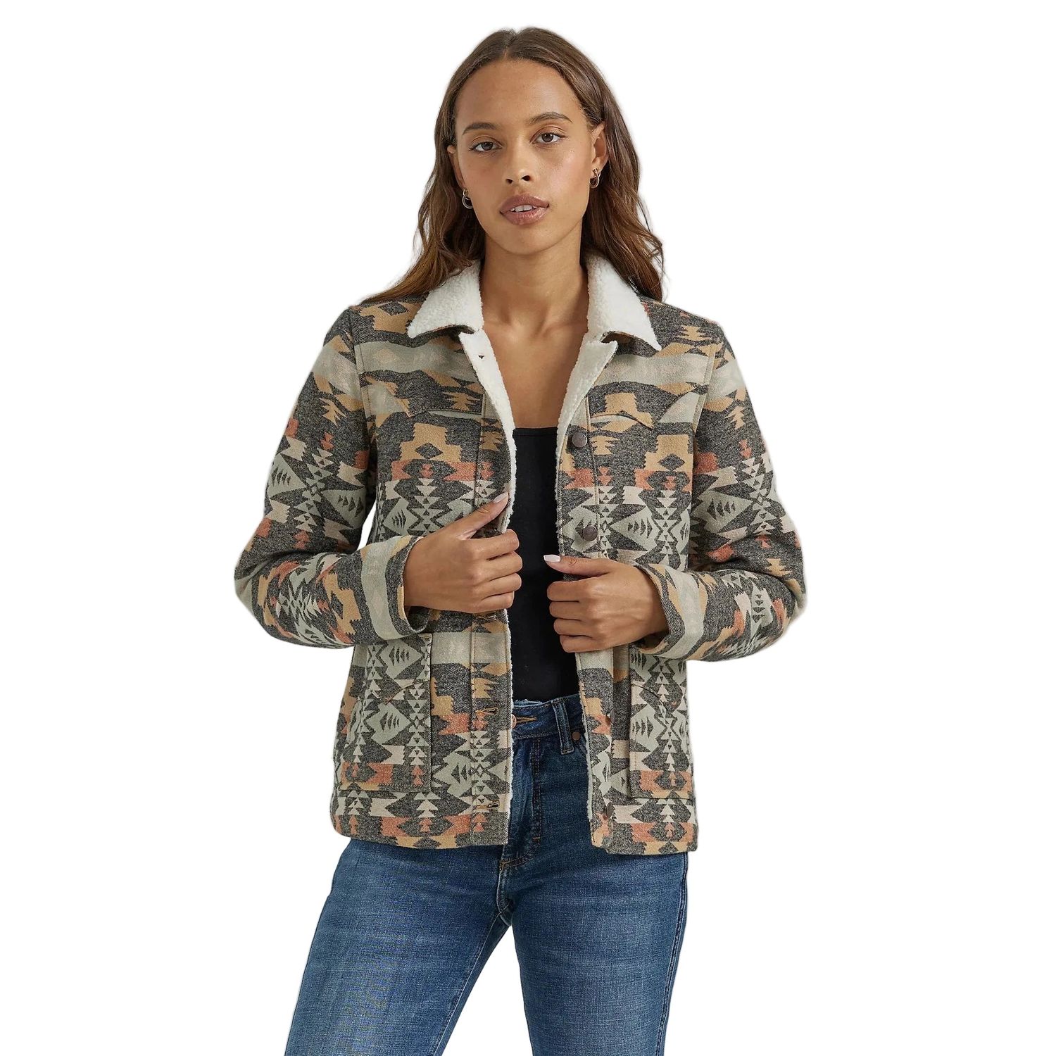 Wrangler Women's FA24 West Aztec Jacket- Black Multi