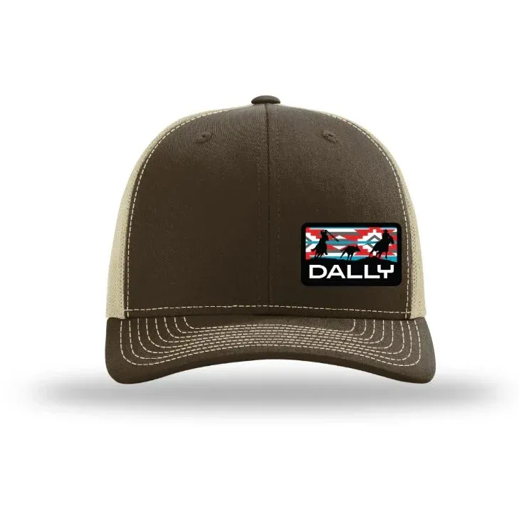 Dally Up Caps Dally Embroidered Ropin Patch with Logo-Multiple Colors, Colour: Brown/Khaki