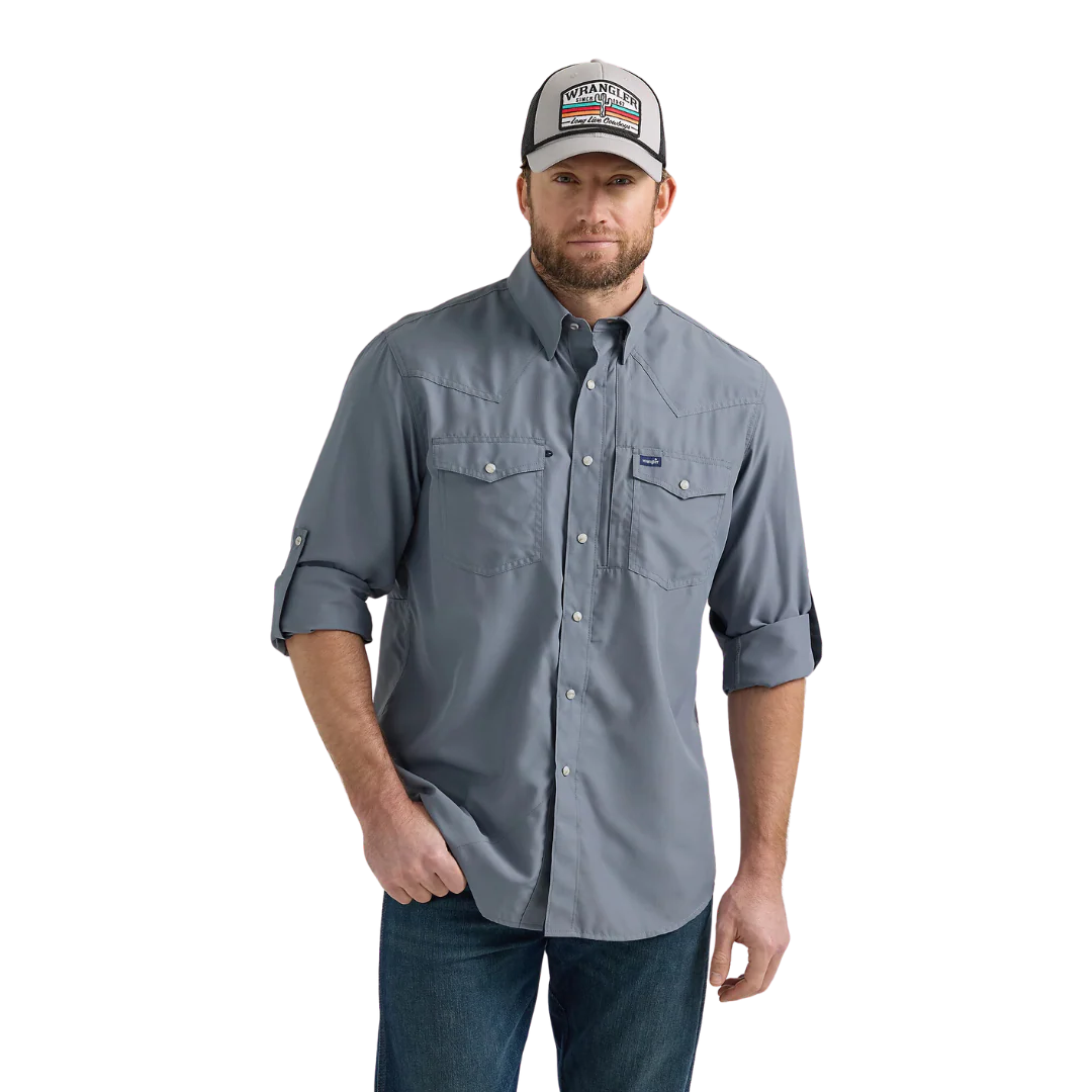 Wrangler Men's Performance Snap Long Sleeve Solid Shirt