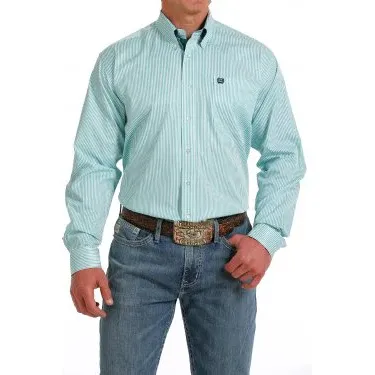Cinch Men's LS Stripe Shirt White