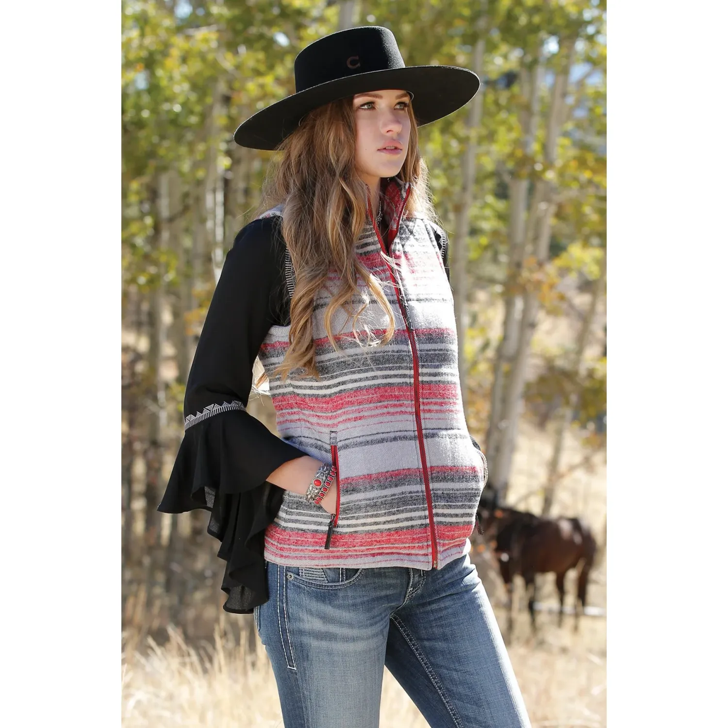 Cinch Patterned Tweed Vest, Size: S