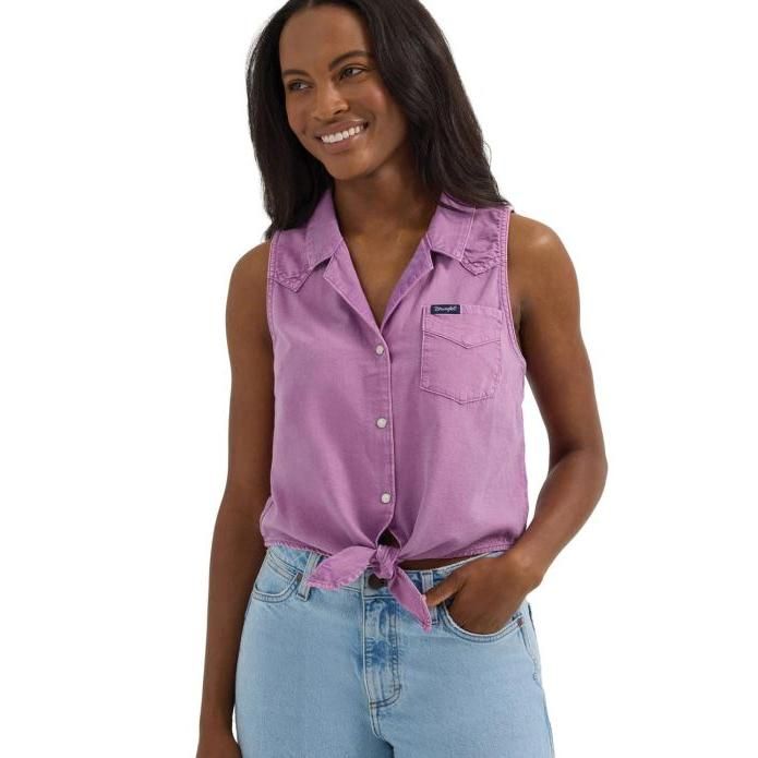 Wrangler Women's Sleeveless Retro Punchy Top- Purple
