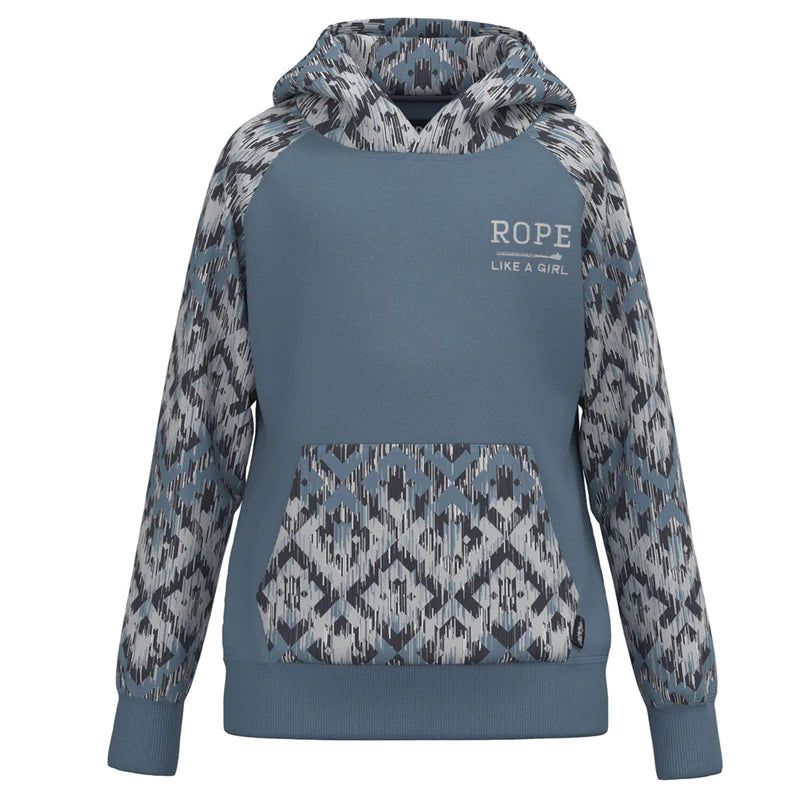 Hooey Girl's Rope Like A Girl Hoodie - Blue/White
