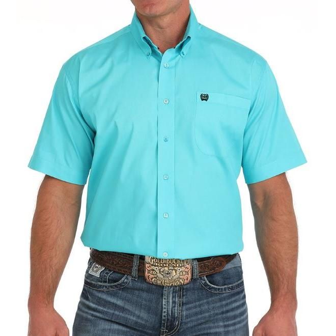 Cinch Men's Short Sleeve Button Down Western Shirt- Turquoise - MTW111479X-3XL